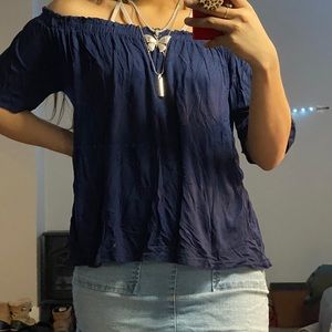 off the shoulder navy top